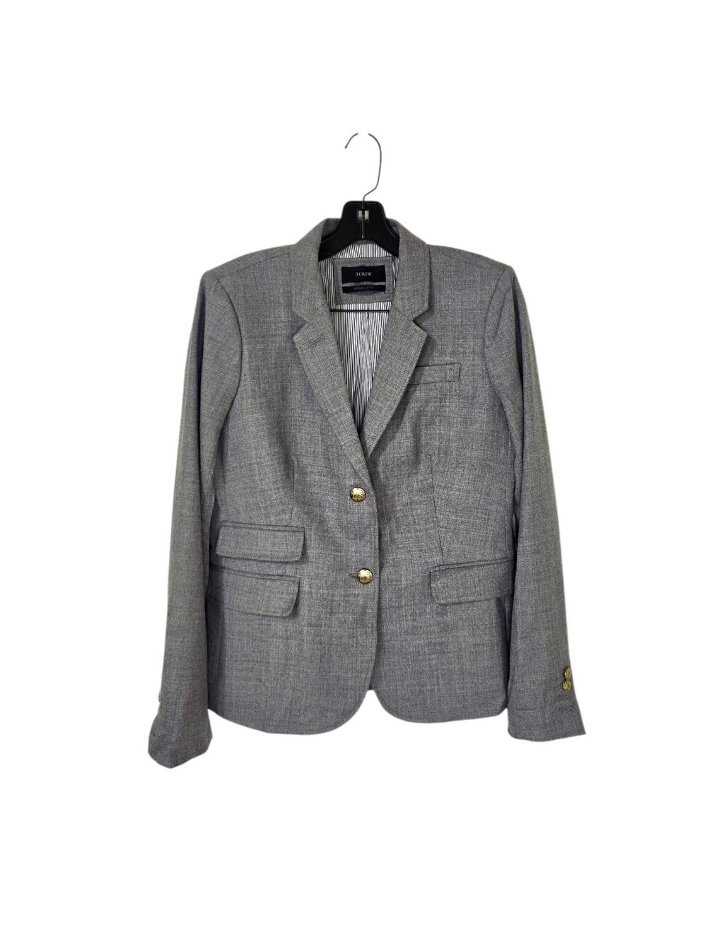 J. Crew Women's Gray Wool Blend Gold Button Preppy Schoolboy Blazer 6 Office